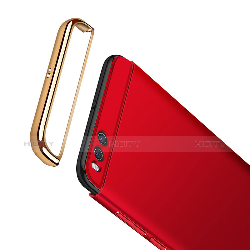 Custodia Lusso Metallo Laterale e Plastica con Anello Supporto per Xiaomi Mi 6 Rosso