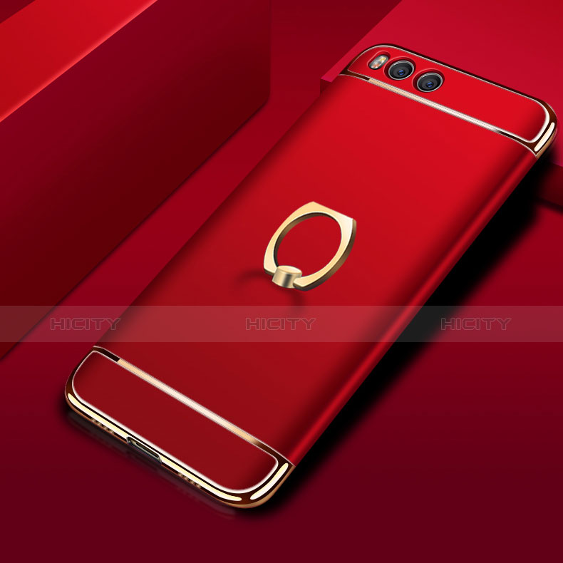 Custodia Lusso Metallo Laterale e Plastica con Anello Supporto per Xiaomi Mi 6 Rosso