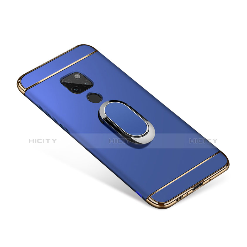 Custodia Lusso Metallo Laterale e Plastica con Magnetico Anello Supporto per Huawei Mate 20 Blu