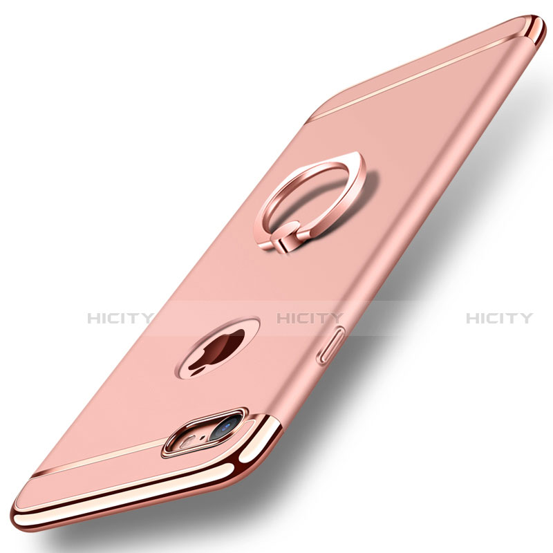 Custodia Lusso Metallo Laterale e Plastica Cover con Anello Supporto A01 per Apple iPhone SE (2020) Oro Rosa