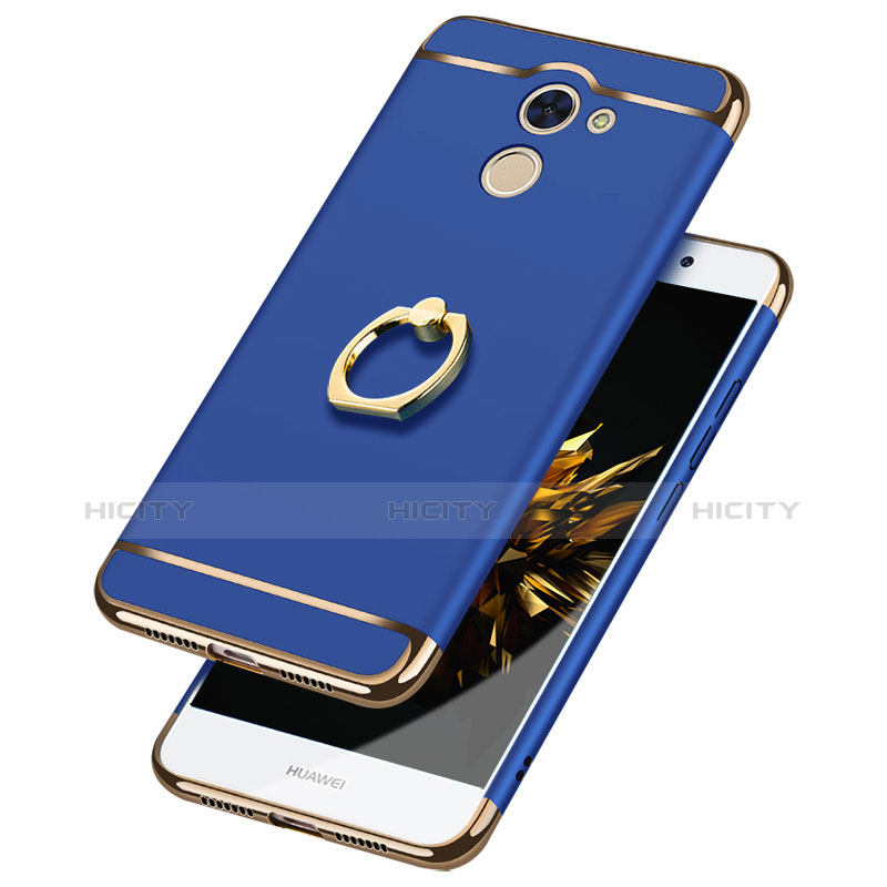 Custodia Lusso Metallo Laterale e Plastica Cover con Anello Supporto A01 per Huawei Enjoy 7 Plus