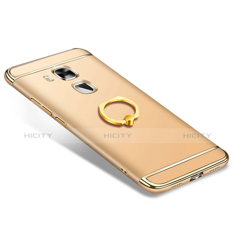 Custodia Lusso Metallo Laterale e Plastica Cover con Anello Supporto A01 per Huawei G9 Plus Oro