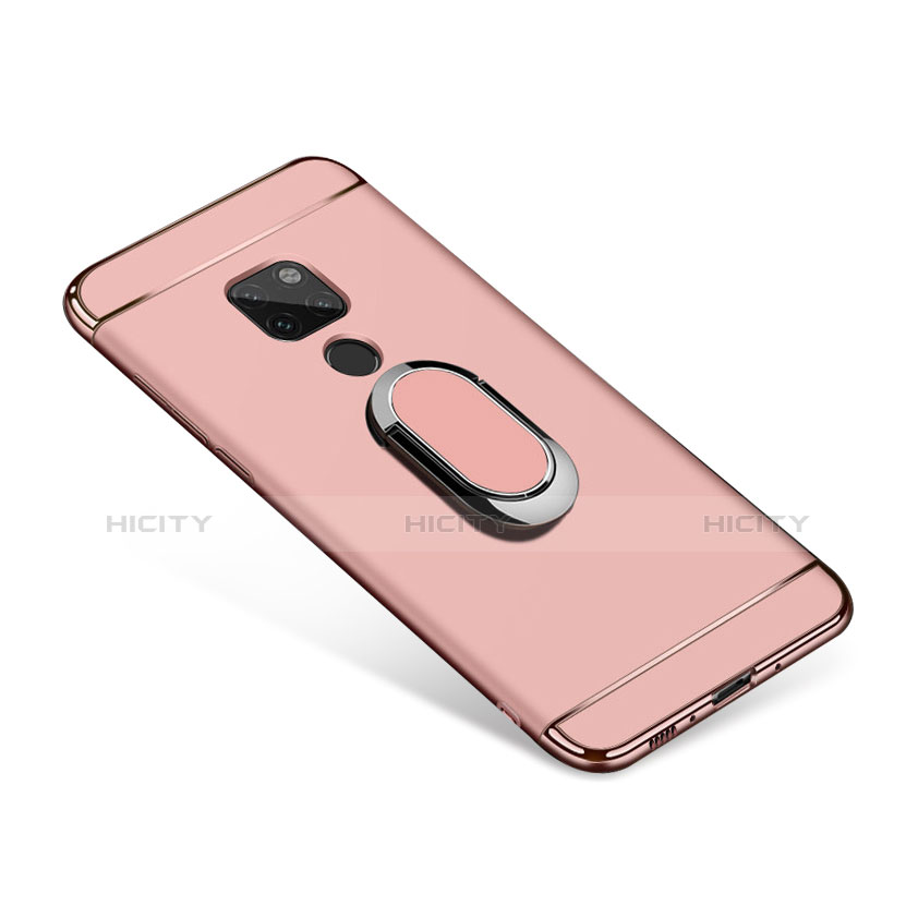 Custodia Lusso Metallo Laterale e Plastica Cover con Anello Supporto A01 per Huawei Mate 20 Oro Rosa