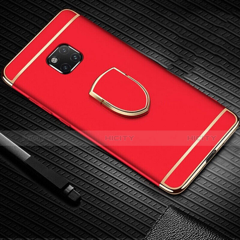 Custodia Lusso Metallo Laterale e Plastica Cover con Anello Supporto A01 per Huawei Mate 20 Pro Rosso