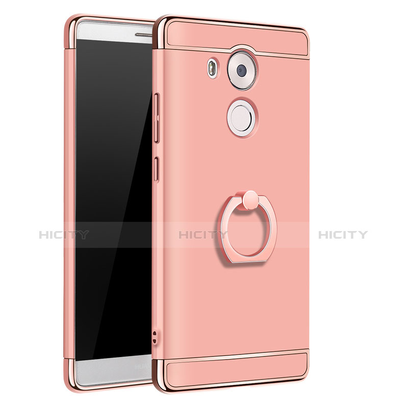 Custodia Lusso Metallo Laterale e Plastica Cover con Anello Supporto A01 per Huawei Mate 8 Oro Rosa