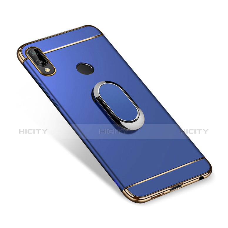 Custodia Lusso Metallo Laterale e Plastica Cover con Anello Supporto A01 per Huawei Nova 3i Blu