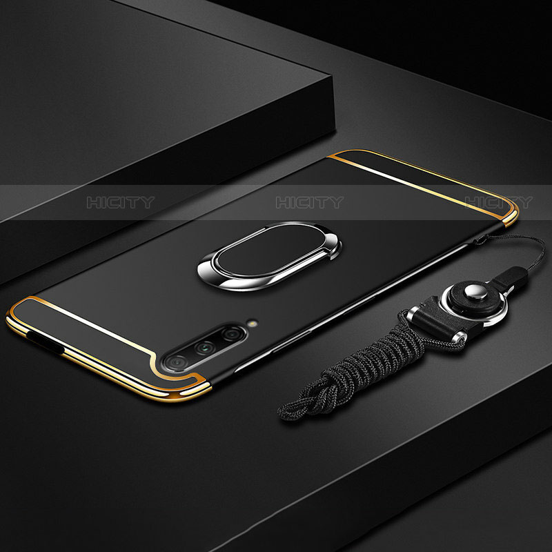 Custodia Lusso Metallo Laterale e Plastica Cover con Anello Supporto A01 per Huawei P Smart Pro (2019) Nero