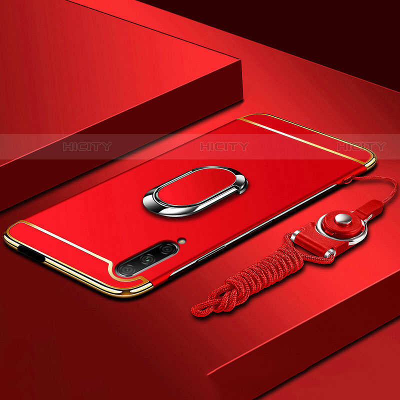 Custodia Lusso Metallo Laterale e Plastica Cover con Anello Supporto A01 per Huawei P Smart Pro (2019) Rosso