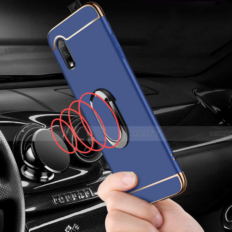 Custodia Lusso Metallo Laterale e Plastica Cover con Anello Supporto A01 per Huawei P Smart Z (2019)