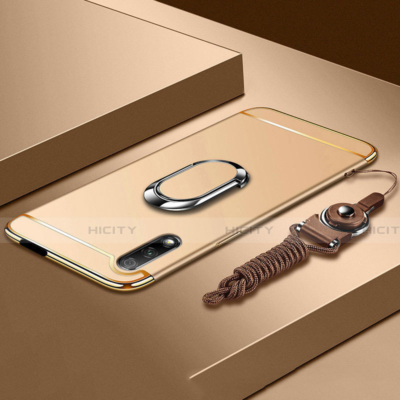 Custodia Lusso Metallo Laterale e Plastica Cover con Anello Supporto A01 per Huawei P Smart Z (2019) Oro