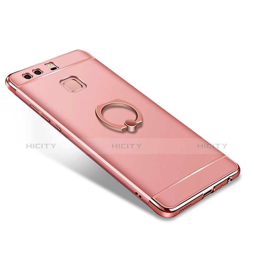 Custodia Lusso Metallo Laterale e Plastica Cover con Anello Supporto A01 per Huawei P9