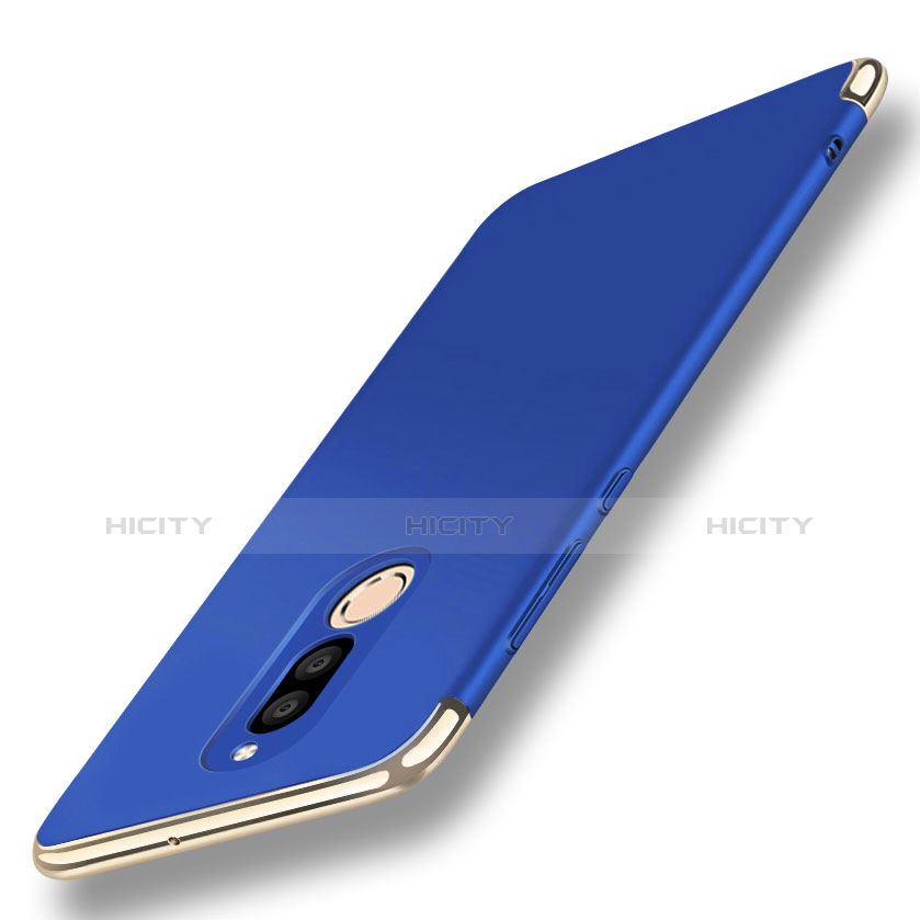 Custodia Lusso Metallo Laterale e Plastica Cover con Anello Supporto A01 per Huawei Rhone Blu