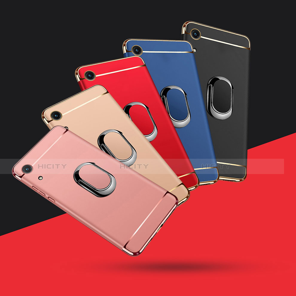 Custodia Lusso Metallo Laterale e Plastica Cover con Anello Supporto A01 per Huawei Y6 (2019)