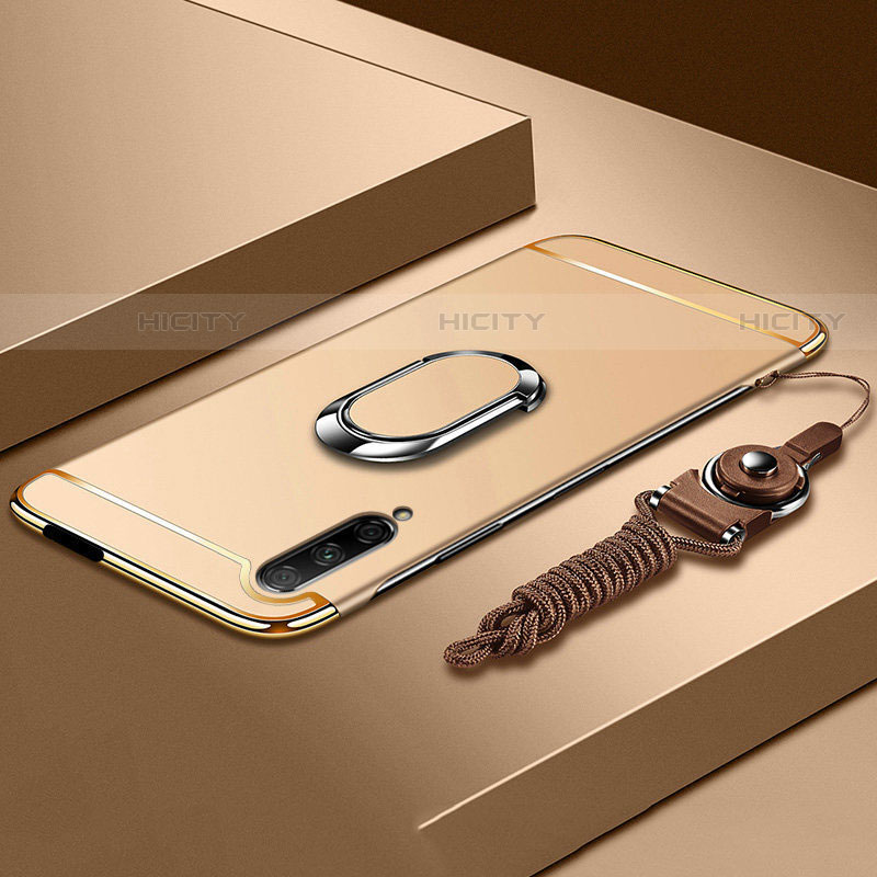 Custodia Lusso Metallo Laterale e Plastica Cover con Anello Supporto A01 per Huawei Y9s Oro