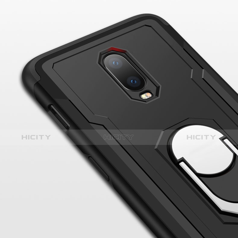 Custodia Lusso Metallo Laterale e Plastica Cover con Anello Supporto A01 per OnePlus 6T