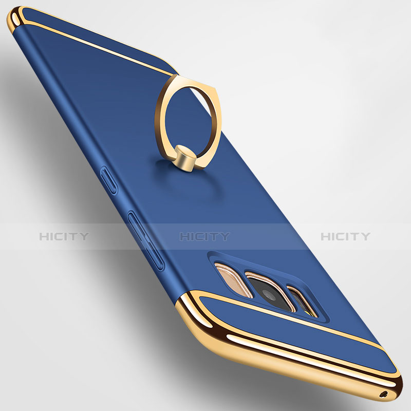 Custodia Lusso Metallo Laterale e Plastica Cover con Anello Supporto A01 per Samsung Galaxy S8