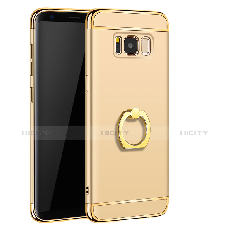 Custodia Lusso Metallo Laterale e Plastica Cover con Anello Supporto A01 per Samsung Galaxy S8 Oro