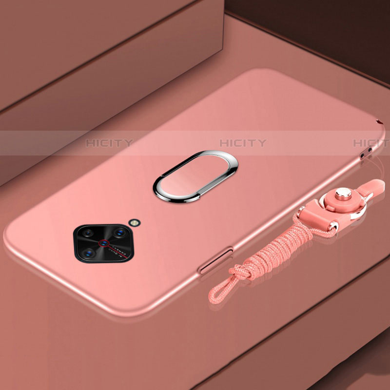 Custodia Lusso Metallo Laterale e Plastica Cover con Anello Supporto A01 per Vivo S1 Pro Oro Rosa