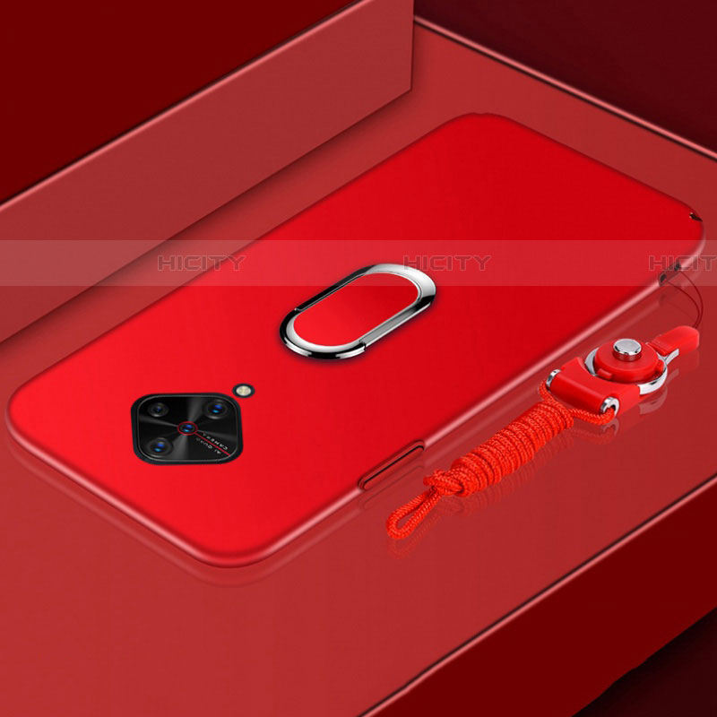 Custodia Lusso Metallo Laterale e Plastica Cover con Anello Supporto A01 per Vivo S1 Pro Rosso