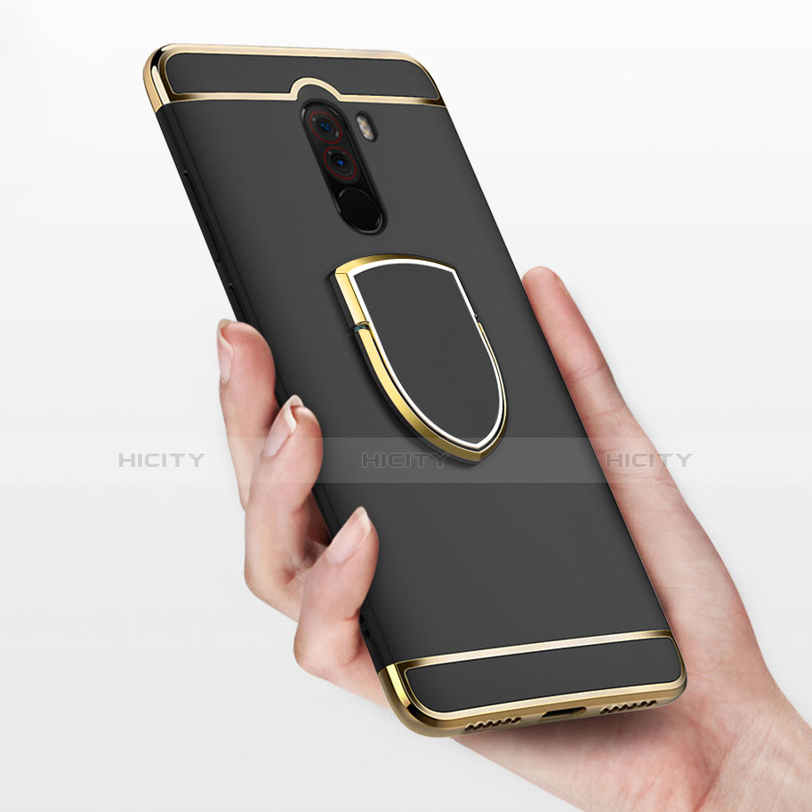 Custodia Lusso Metallo Laterale e Plastica Cover con Anello Supporto A01 per Xiaomi Pocophone F1