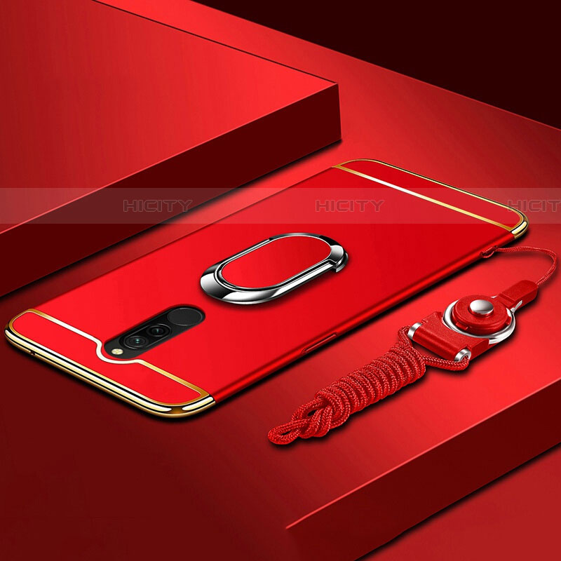 Custodia Lusso Metallo Laterale e Plastica Cover con Anello Supporto A01 per Xiaomi Redmi 8 Rosso