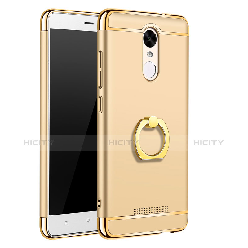 Custodia Lusso Metallo Laterale e Plastica Cover con Anello Supporto A01 per Xiaomi Redmi Note 3 MediaTek Oro