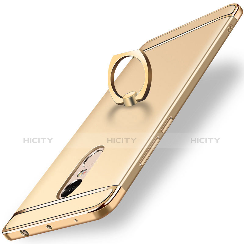 Custodia Lusso Metallo Laterale e Plastica Cover con Anello Supporto A01 per Xiaomi Redmi Note 4 Oro