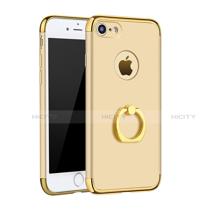 Custodia Lusso Metallo Laterale e Plastica Cover con Anello Supporto A02 per Apple iPhone SE (2020) Oro