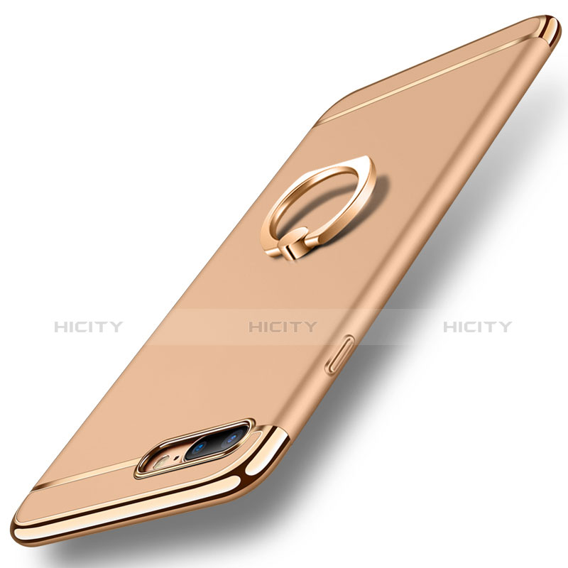 Custodia Lusso Metallo Laterale e Plastica Cover con Anello Supporto A06 per Apple iPhone 7 Plus Oro