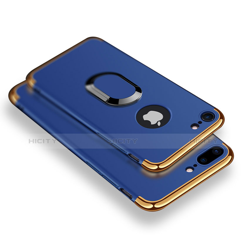 Custodia Lusso Metallo Laterale e Plastica Cover con Anello Supporto A08 per Apple iPhone 7 Plus