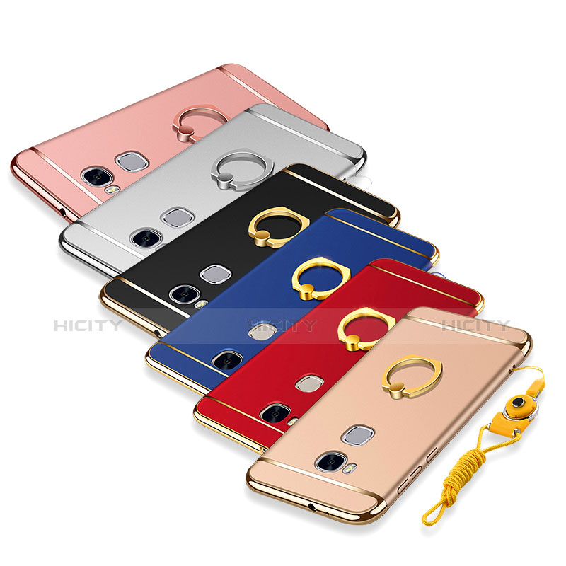 Custodia Lusso Metallo Laterale e Plastica Cover con Anello Supporto e Cordoncino per Huawei Honor Play 5X