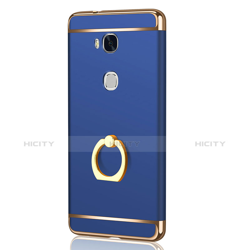 Custodia Lusso Metallo Laterale e Plastica Cover con Anello Supporto e Cordoncino per Huawei Honor X5