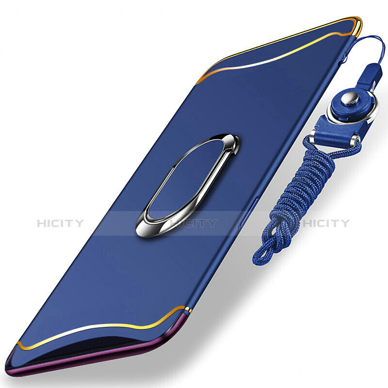 Custodia Lusso Metallo Laterale e Plastica Cover con Anello Supporto e Cordoncino per Oppo Find X