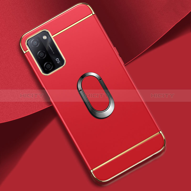 Custodia Lusso Metallo Laterale e Plastica Cover con Anello Supporto P02 per Oppo A56 5G Rosso