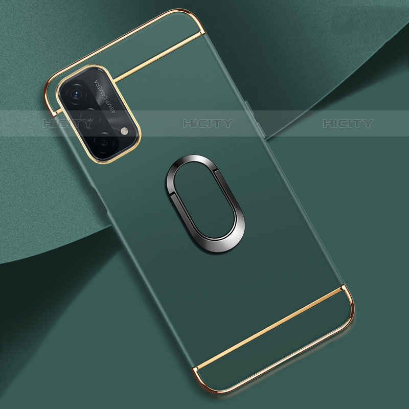 Custodia Lusso Metallo Laterale e Plastica Cover con Anello Supporto P02 per Oppo A93 5G Verde Notte