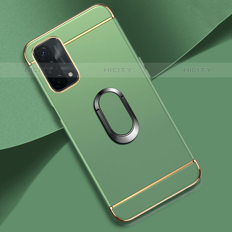 Custodia Lusso Metallo Laterale e Plastica Cover con Anello Supporto P02 per Oppo A93 5G Verde Pastello