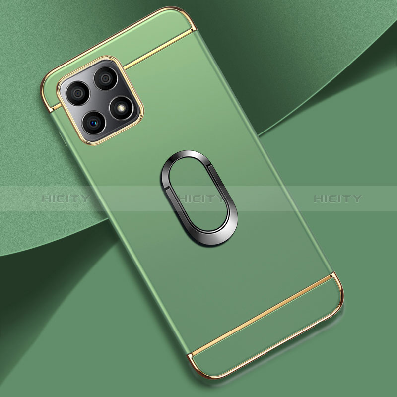 Custodia Lusso Metallo Laterale e Plastica Cover con Anello Supporto per Huawei Honor X30i Verde Pastello