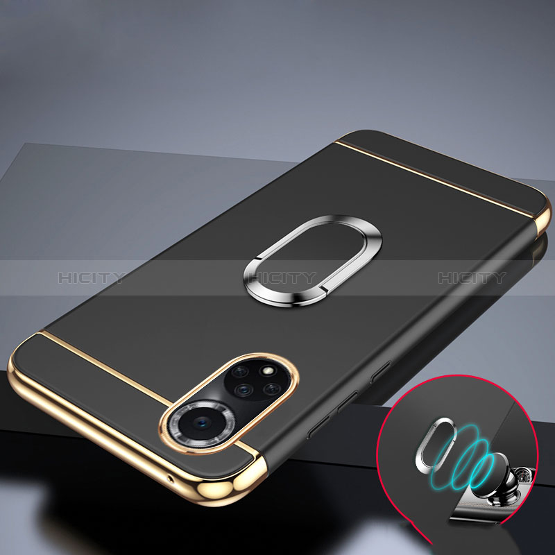 Custodia Lusso Metallo Laterale e Plastica Cover con Anello Supporto per Huawei Nova 9 Pro