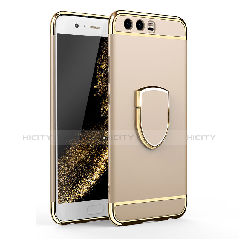 Custodia Lusso Metallo Laterale e Plastica Cover con Anello Supporto per Huawei P10 Oro