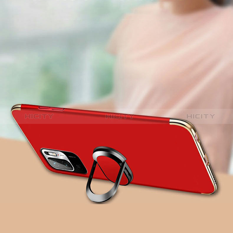 Custodia Lusso Metallo Laterale e Plastica Cover con Anello Supporto per Xiaomi Redmi Note 10T 5G