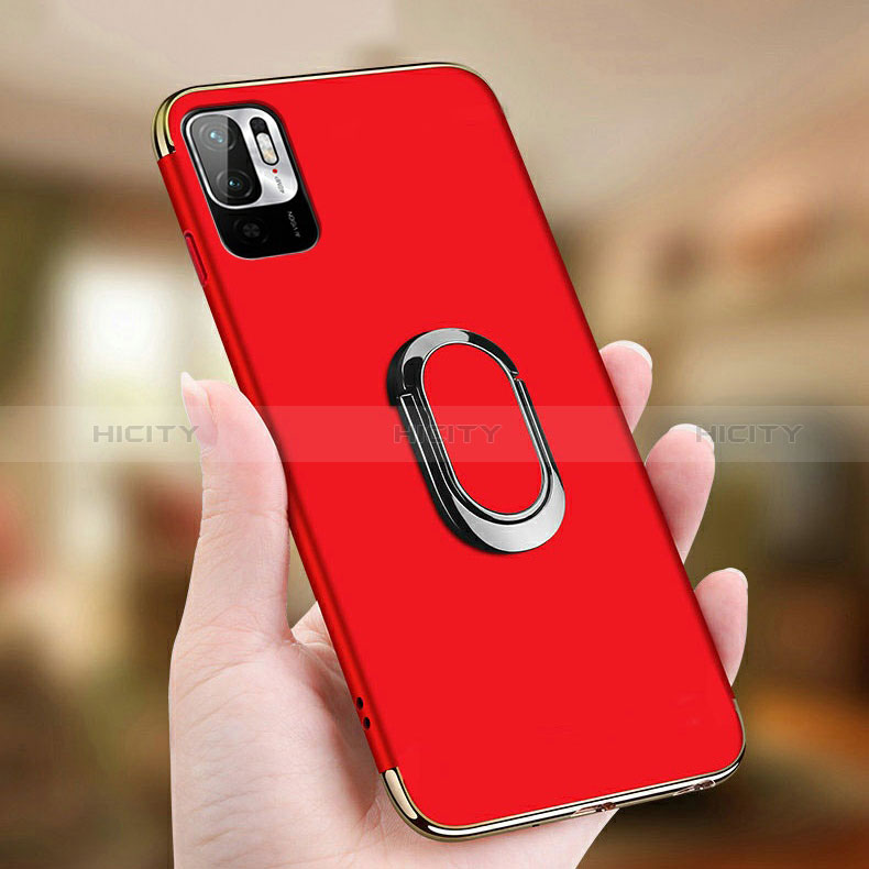 Custodia Lusso Metallo Laterale e Plastica Cover con Anello Supporto per Xiaomi Redmi Note 10T 5G