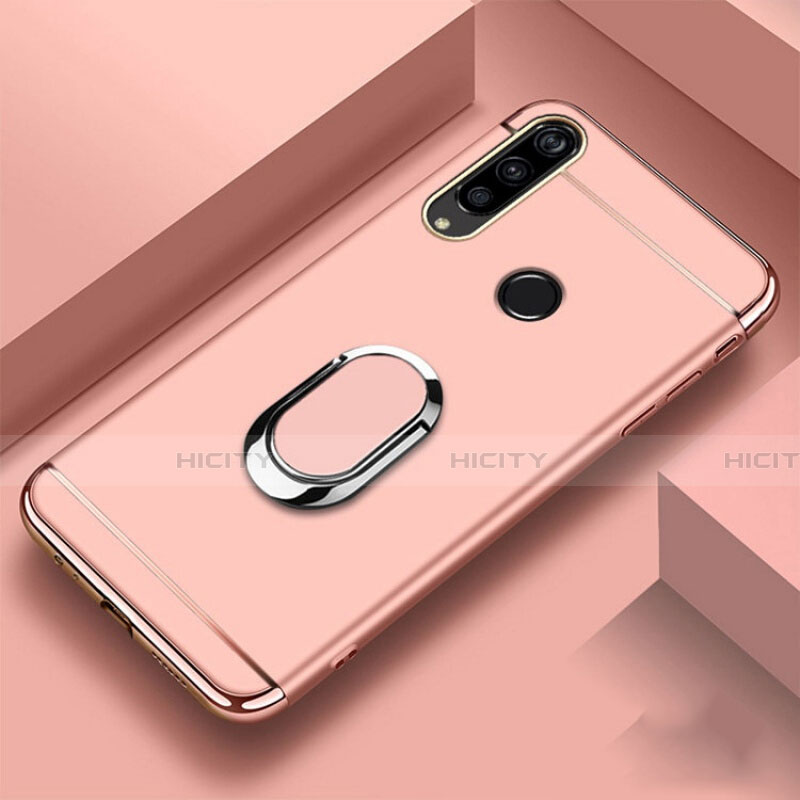 Custodia Lusso Metallo Laterale e Plastica Cover con Anello Supporto T01 per Huawei Honor 20E Oro Rosa