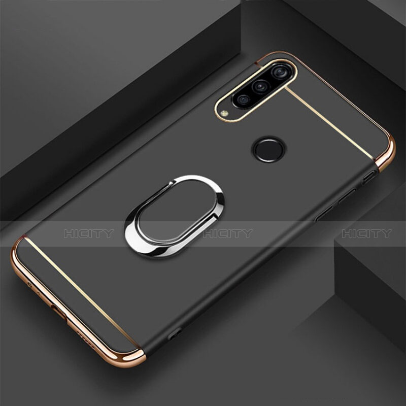 Custodia Lusso Metallo Laterale e Plastica Cover con Anello Supporto T01 per Huawei Honor 20i