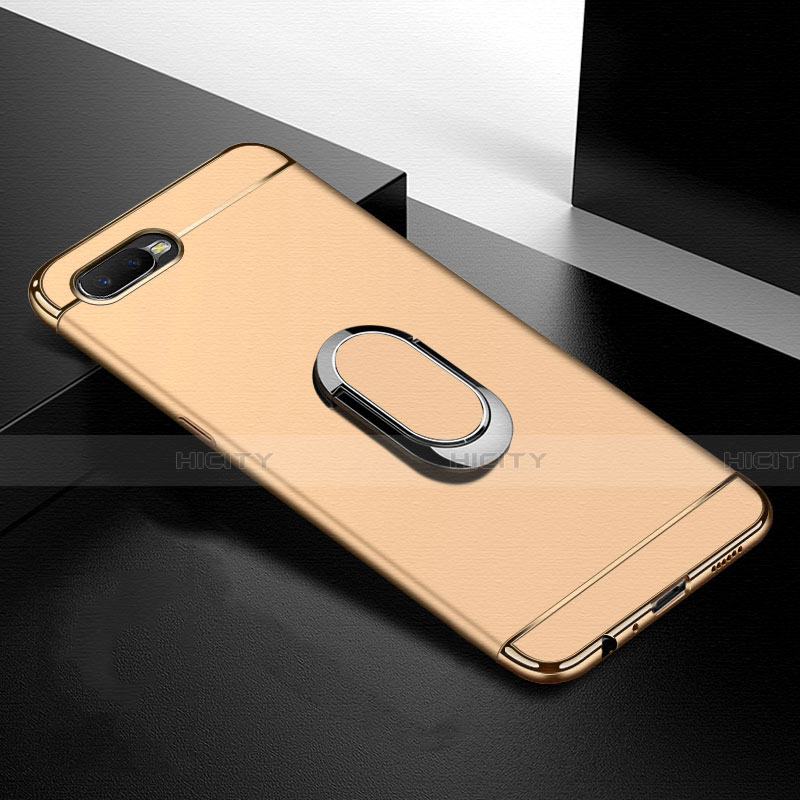 Custodia Lusso Metallo Laterale e Plastica Cover con Anello Supporto T01 per Oppo R17 Neo