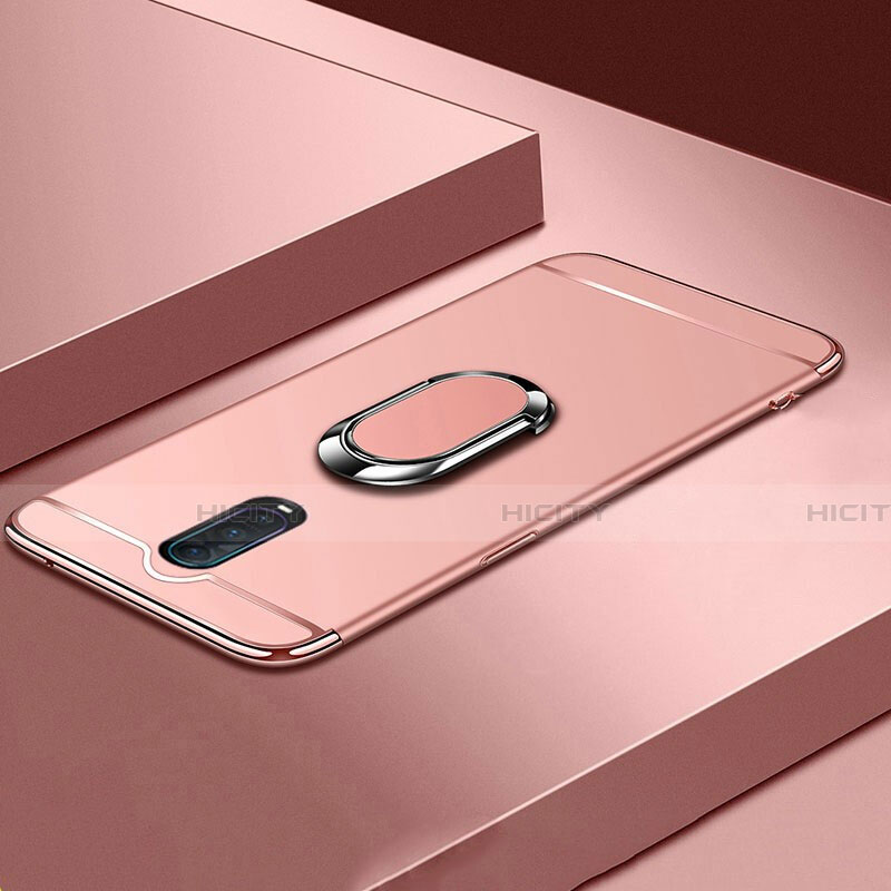 Custodia Lusso Metallo Laterale e Plastica Cover con Anello Supporto T01 per Oppo R17 Pro