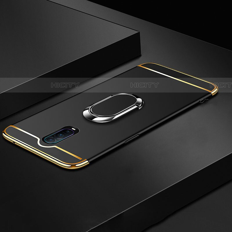 Custodia Lusso Metallo Laterale e Plastica Cover con Anello Supporto T01 per Oppo RX17 Pro Nero