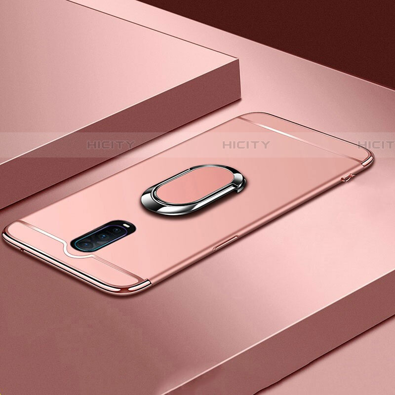 Custodia Lusso Metallo Laterale e Plastica Cover con Anello Supporto T01 per Oppo RX17 Pro Oro Rosa