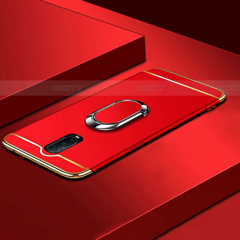 Custodia Lusso Metallo Laterale e Plastica Cover con Anello Supporto T01 per Oppo RX17 Pro Rosso