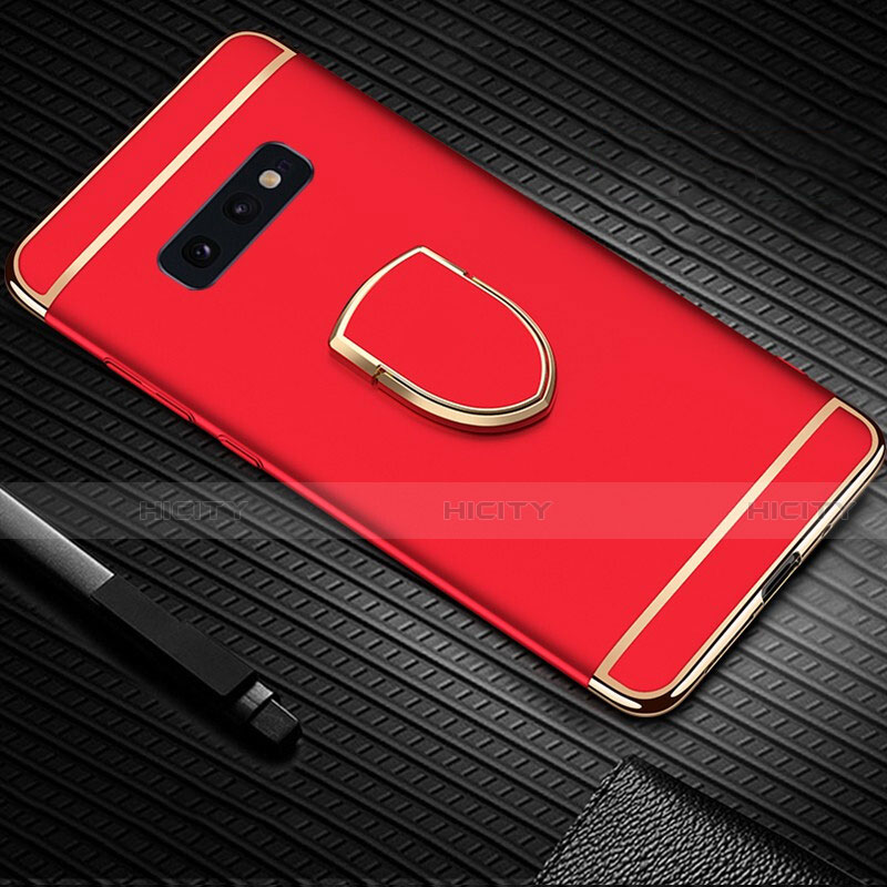 Custodia Lusso Metallo Laterale e Plastica Cover con Anello Supporto T01 per Samsung Galaxy S10e