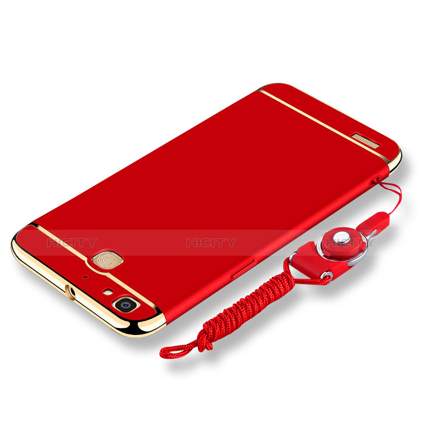 Custodia Lusso Metallo Laterale e Plastica Cover con Cordoncino per Huawei Enjoy 5S Rosso